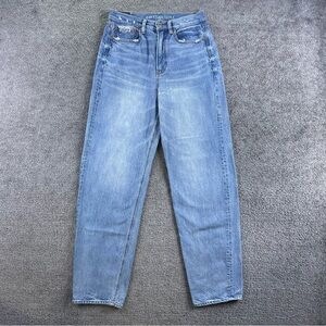 American Eagle Baggy Jeans Womens 6 28x32 High Rise Wide Leg Distressed Light